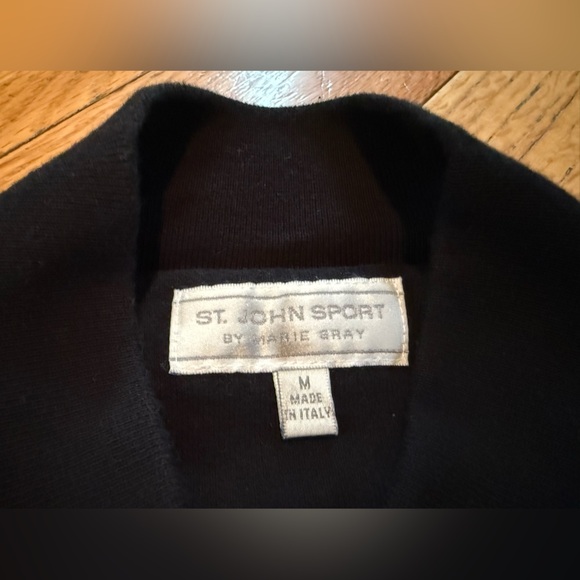 VTG St John Sport Black Button Down Jacket Crown Crest Logo Cotton Womens Size M - Picture 5 of 14